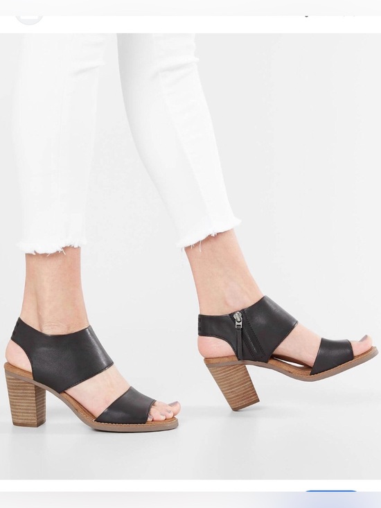 Toms Shoes - Toms Majorca Leather Heeled Cutout Sandals In Black Boho Indie Women’s Size 5.5